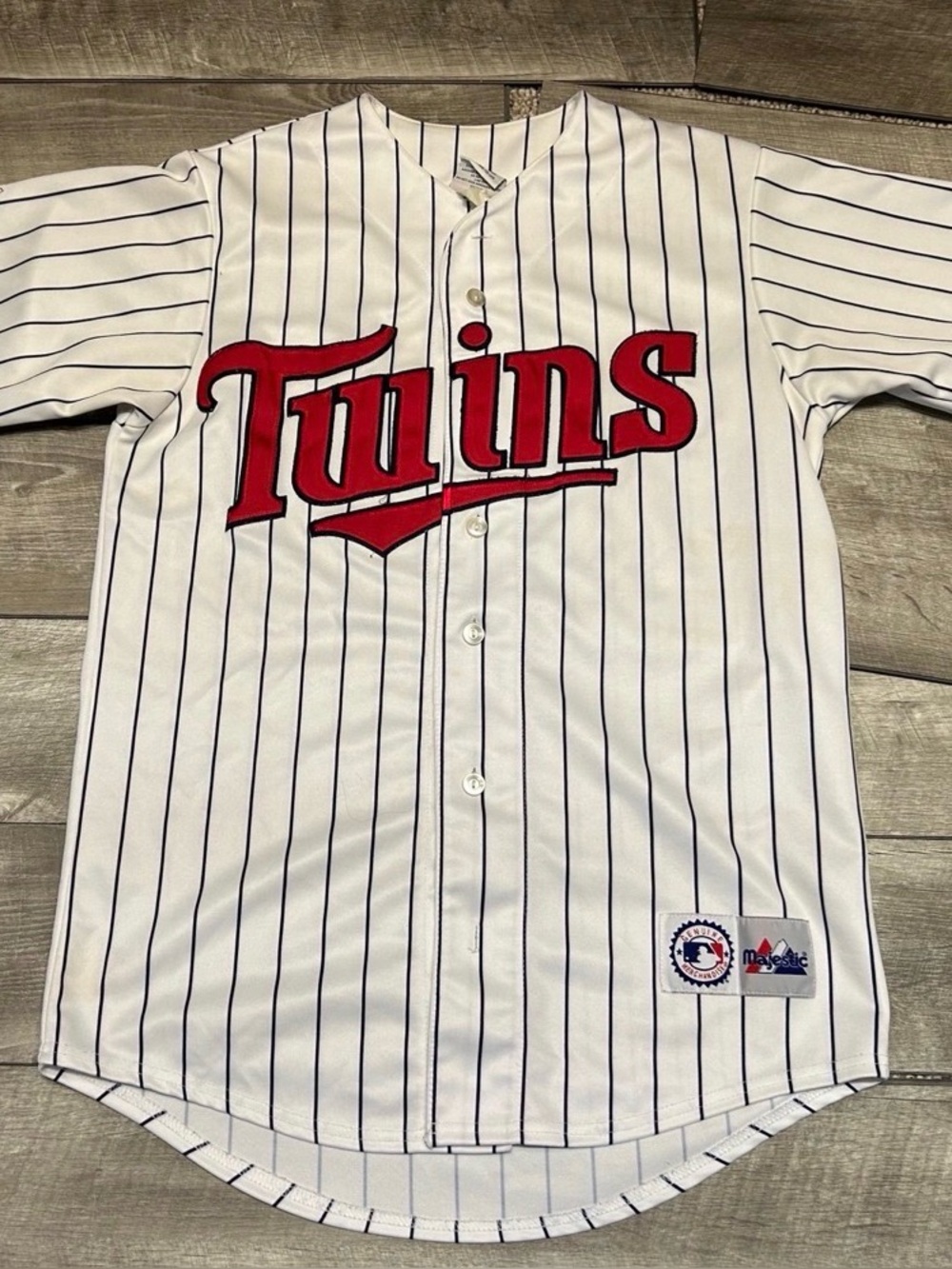 Vintage Majestic Minnesota Twins Stitched MLB White Uniform Jersey Size Medium